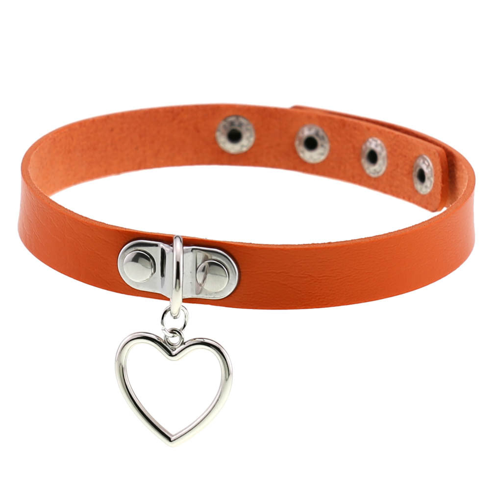 Women's Punk Goth Style Soft Leather Heart Love Choker Neck Collar
