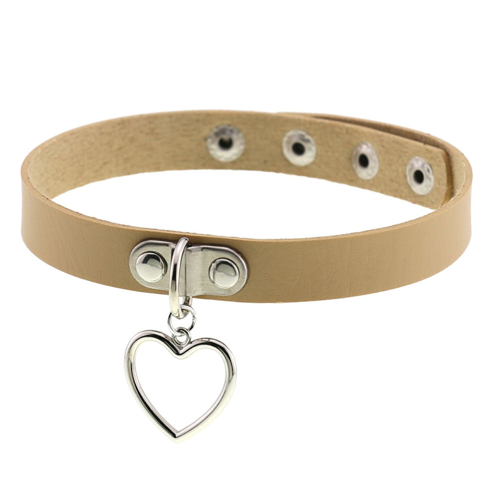 Women's Punk Goth Style Soft Leather Heart Love Choker Neck Collar