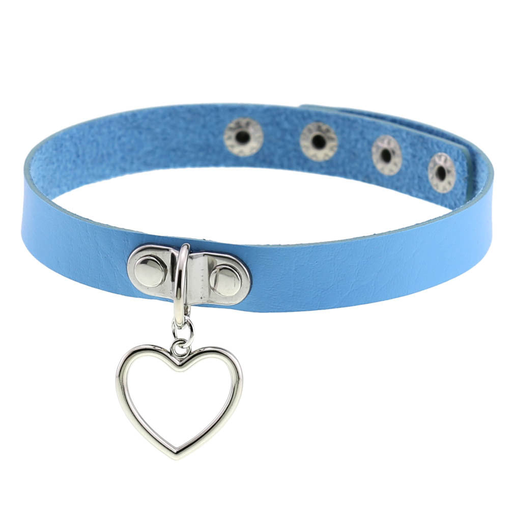 Women's Punk Goth Style Soft Leather Heart Love Choker Neck Collar