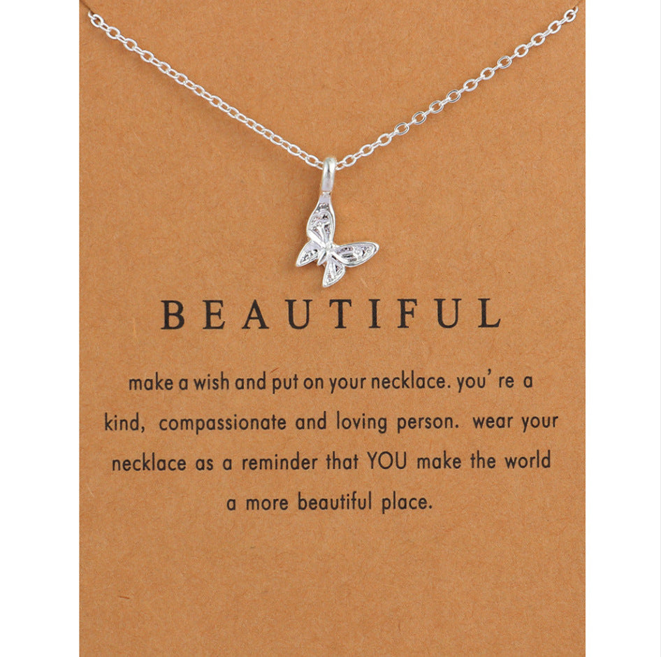 Animal Butterfly Unicorn Alloy Card Clavicle Necklace