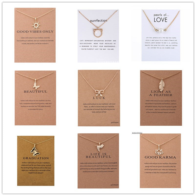 Animal Butterfly Unicorn Alloy Card Clavicle Necklace