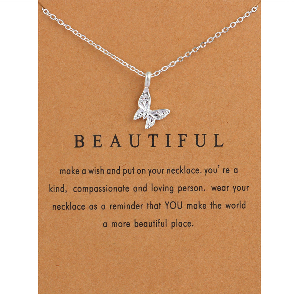 Animal Butterfly Unicorn Alloy Card Clavicle Necklace