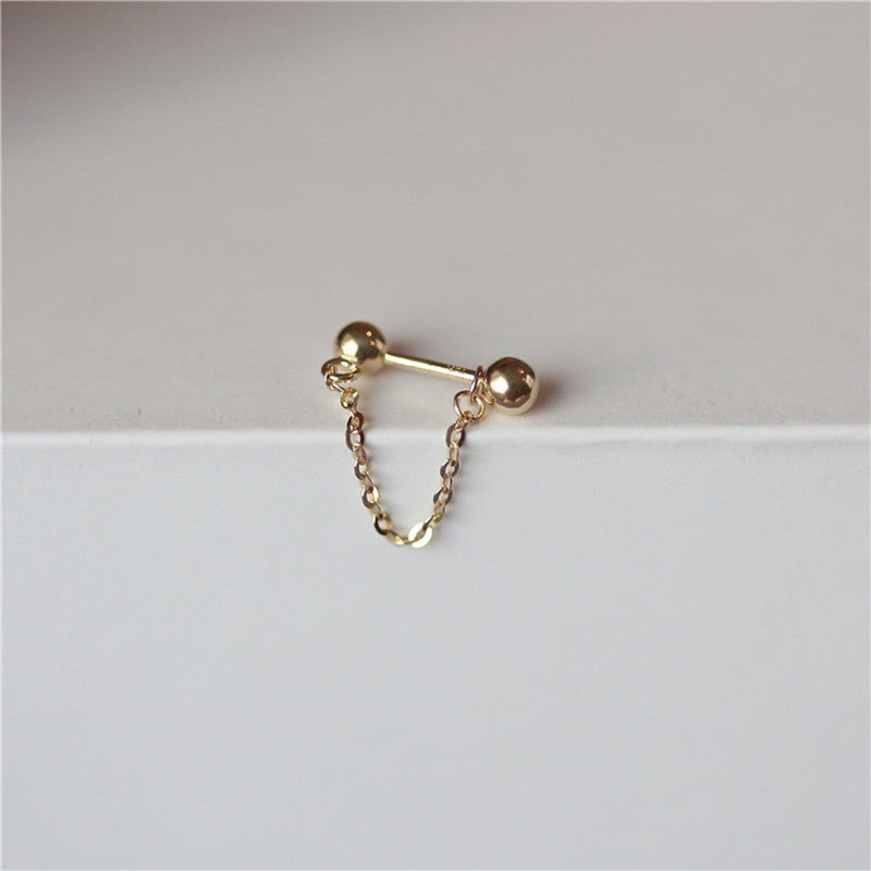 Sier Screw Ear Bone Female Simple Cold Style Chain Rings