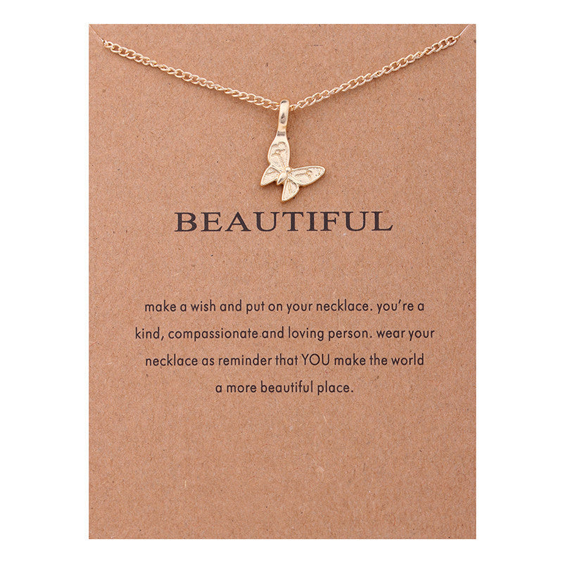 Animal Butterfly Unicorn Alloy Card Clavicle Necklace