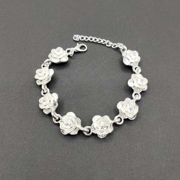 Vintage Sweater Chain Long Rose Flower Brushed Sier Plated Tourist Jewelry Set