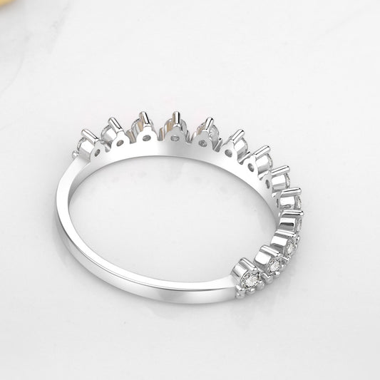 Women's Novel Style Single Row Simulation Diamond Crown Stackable Matching Rings