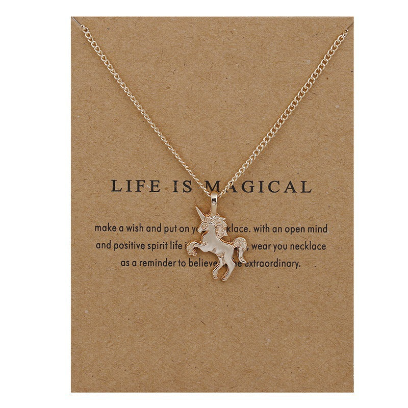 Animal Butterfly Unicorn Alloy Card Clavicle Necklace