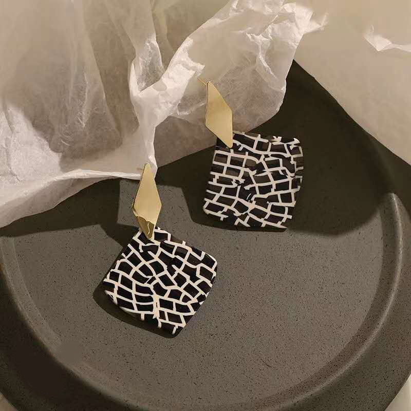 Women's Elegant Retro Personalized Fashion Indifference Trend Black White Earrings