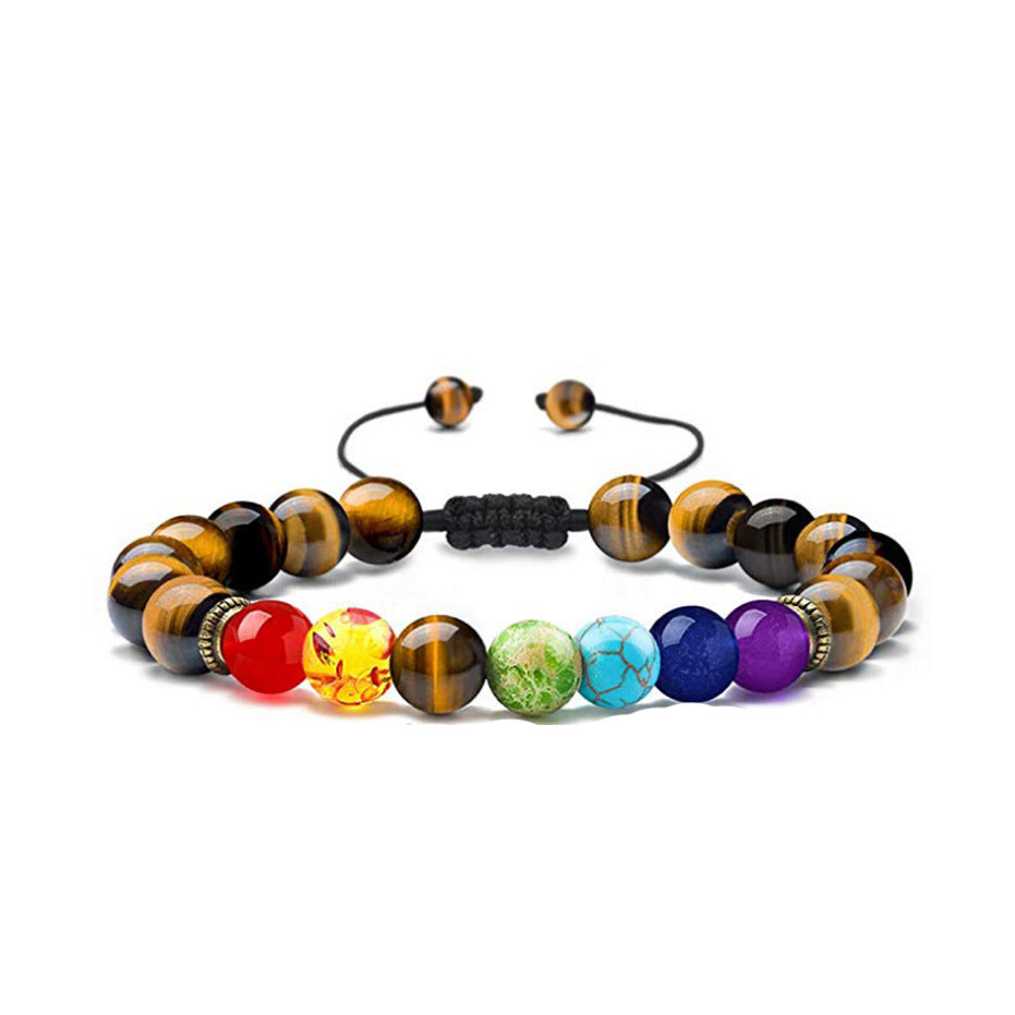 Volcanic Rock Colorful Natural Stone Beads Brace Bracelet