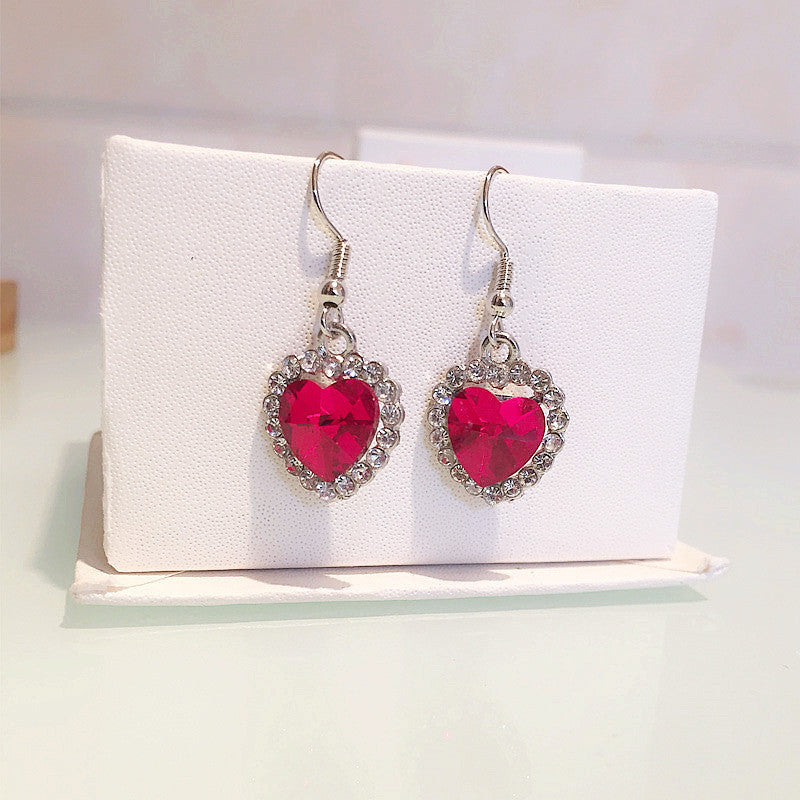 Heart-shaped Austrian Crystal Alloy Heart Of Stud Earrings