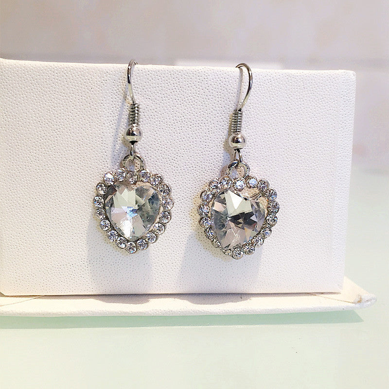 Heart-shaped Austrian Crystal Alloy Heart Of Stud Earrings
