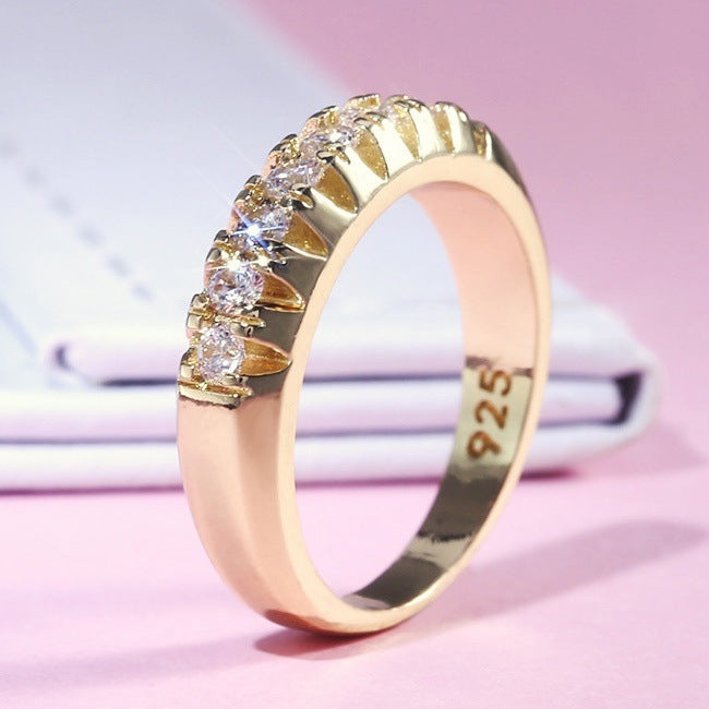 Gold Plated Fashion Single Row Geometric Rings