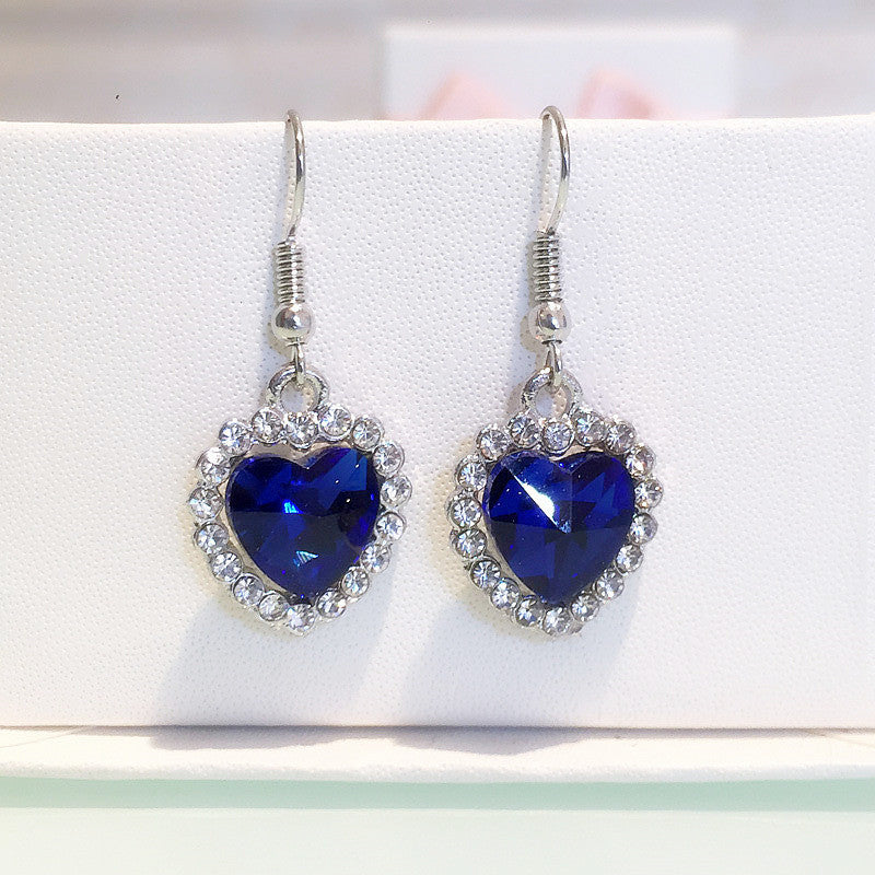 Heart-shaped Austrian Crystal Alloy Heart Of Stud Earrings