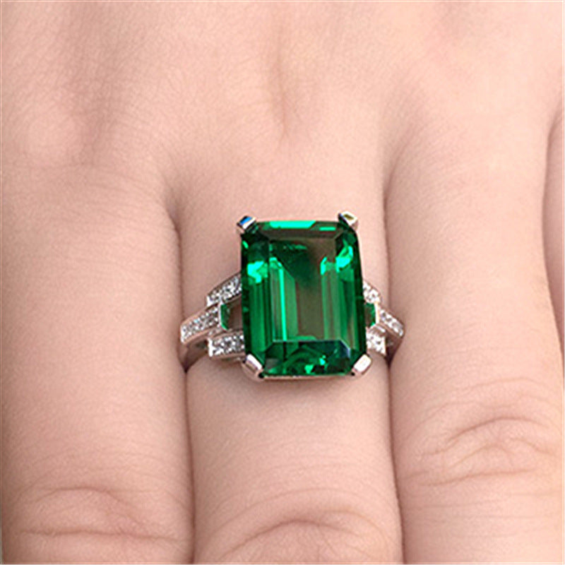 Large Stone Square Rhinestone Colored Gemstone Tourmaline Rings