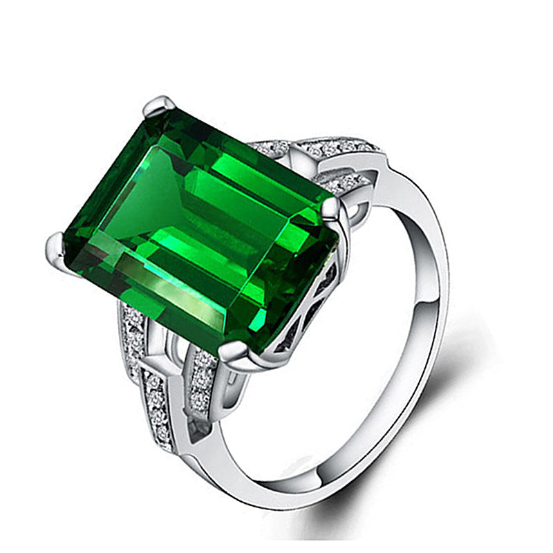 Large Stone Square Rhinestone Colored Gemstone Tourmaline Rings