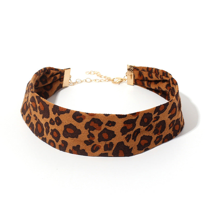 Women's Ornament Suede Leopard Pleated Wild Versatile Necklaces