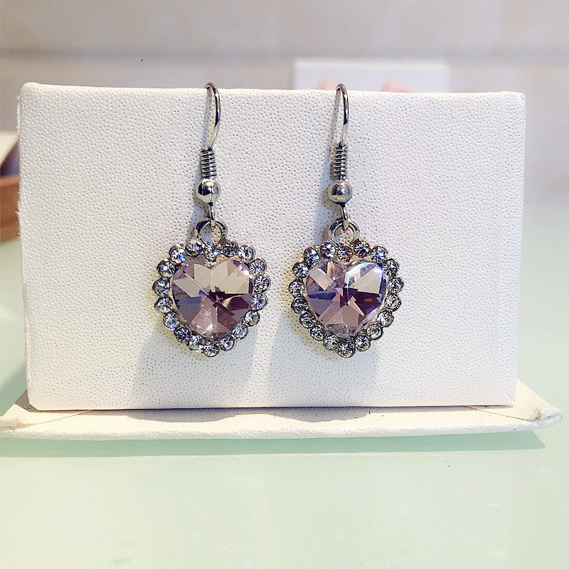 Heart-shaped Austrian Crystal Alloy Heart Of Stud Earrings