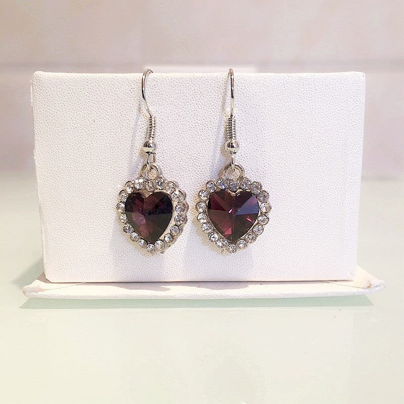 Heart-shaped Austrian Crystal Alloy Heart Of Stud Earrings