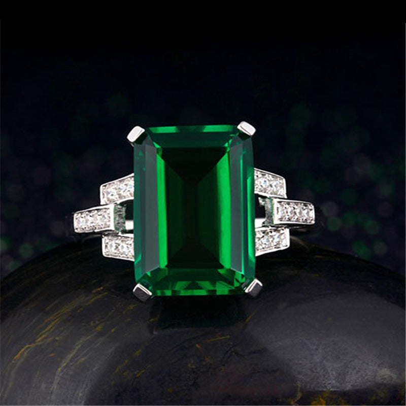 Large Stone Square Rhinestone Colored Gemstone Tourmaline Rings