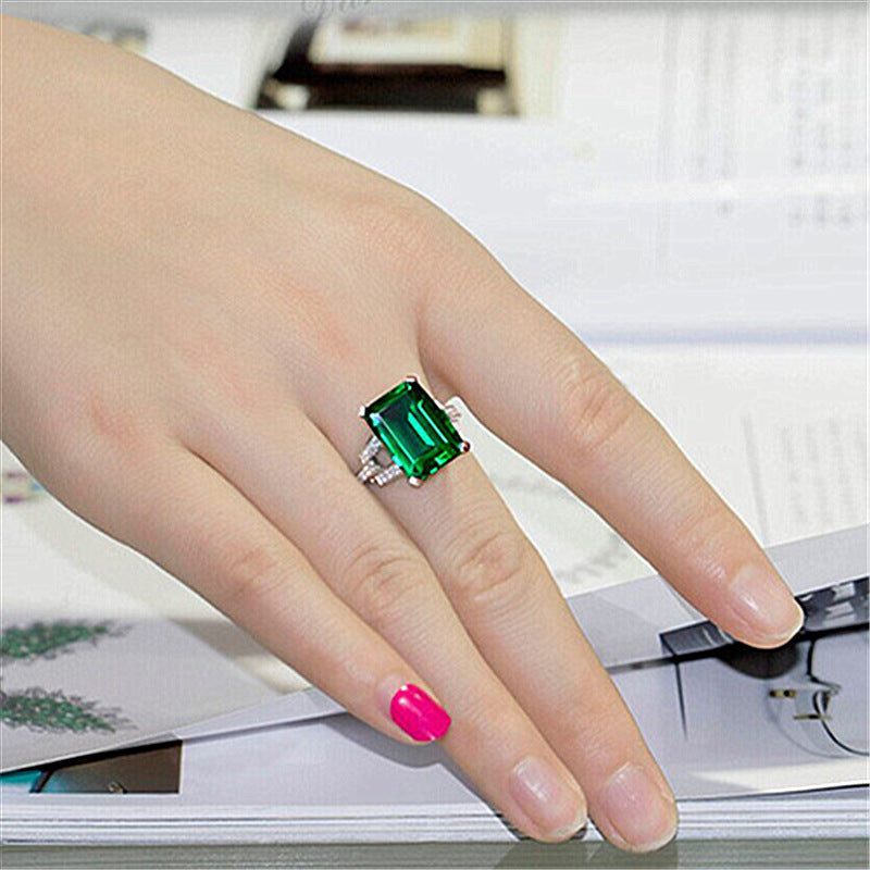 Large Stone Square Rhinestone Colored Gemstone Tourmaline Rings