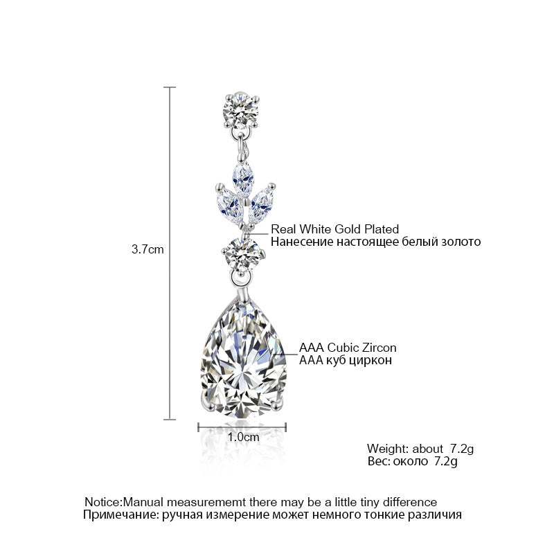 Women's Fashion Exquisite Water Drop Zircon Classic Temperament Bride Stud Earrings