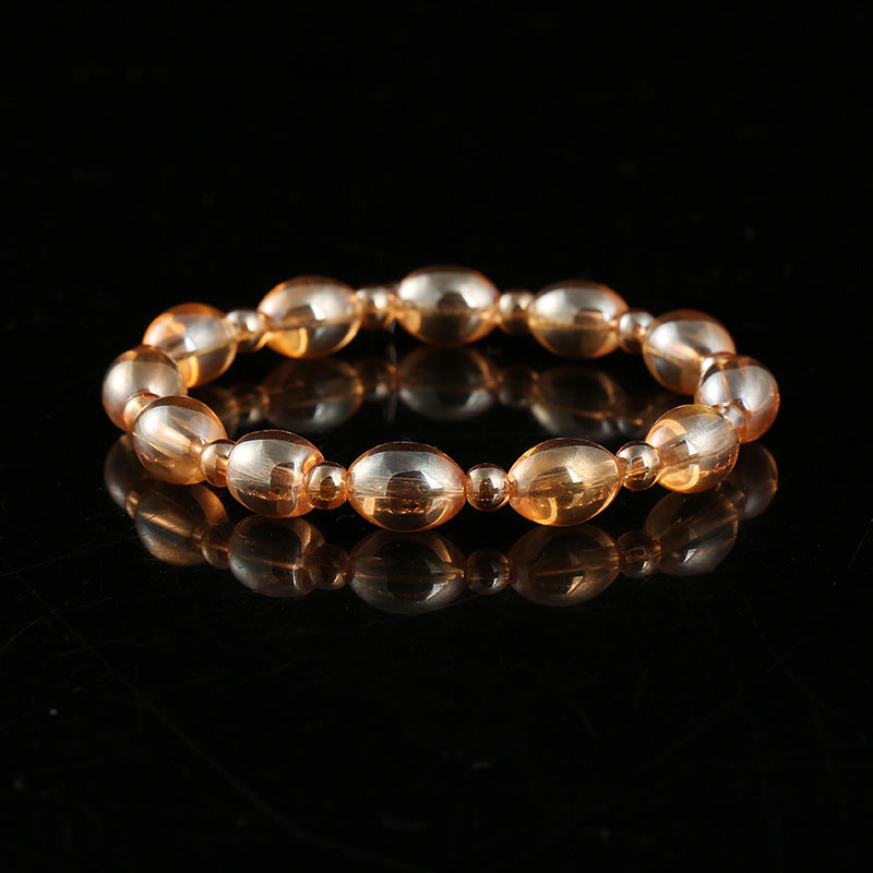 Amber Gold Color Lucky Beads Glass Bead Pork Belly High Bracelet