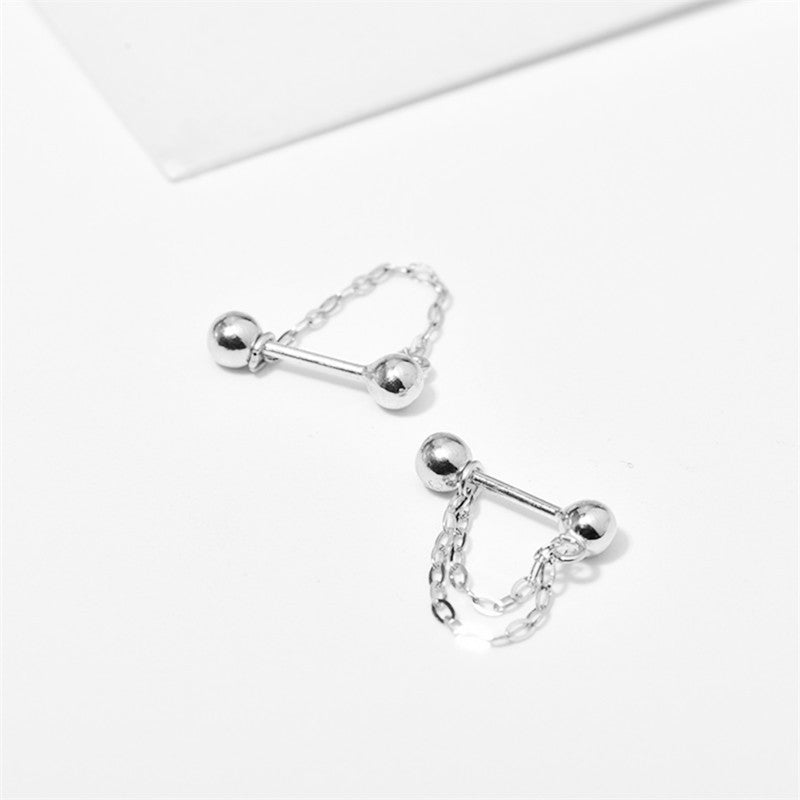 Sier Screw Ear Bone Female Simple Cold Style Chain Rings