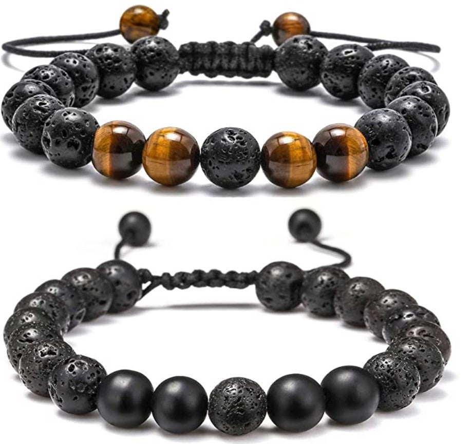 Volcanic Rock Colorful Natural Stone Beads Brace Bracelet