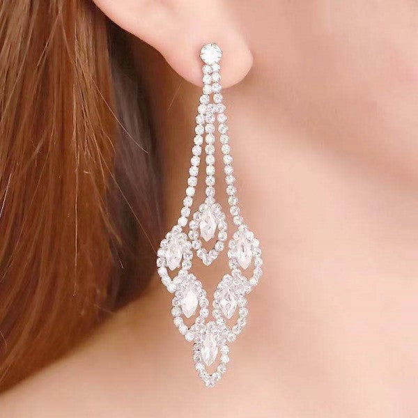 Women's Sier Pin Exaggerated Tassel Long Elegant Earrings