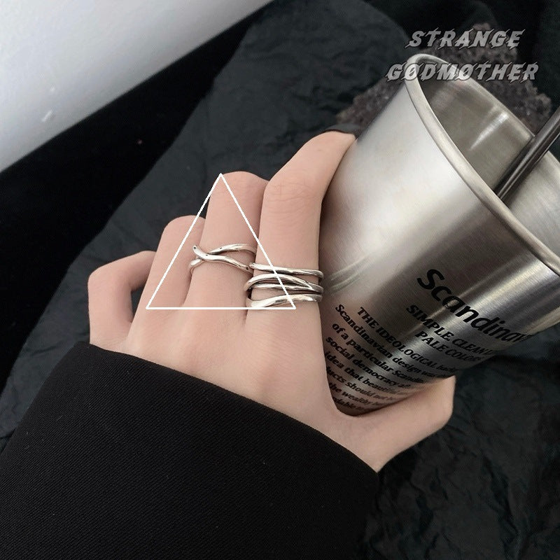 Numeral Female Six-pointed Star Interwoven Knotted Niche Rings