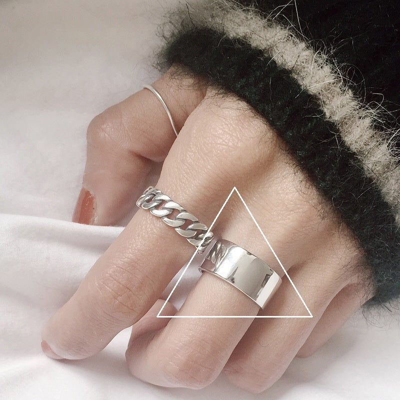 Numeral Female Six-pointed Star Interwoven Knotted Niche Rings