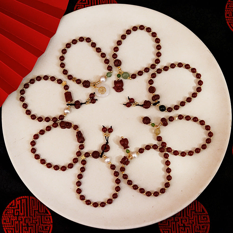 Cinnabar Life Red Blessing Vintage Chinese Bracelets