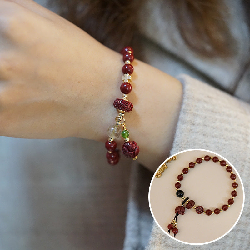 Cinnabar Life Red Blessing Vintage Chinese Bracelets