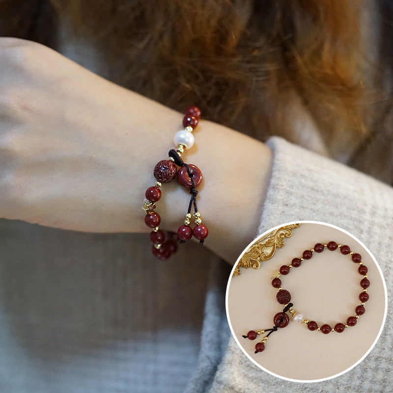 Cinnabar Life Red Blessing Vintage Chinese Bracelets