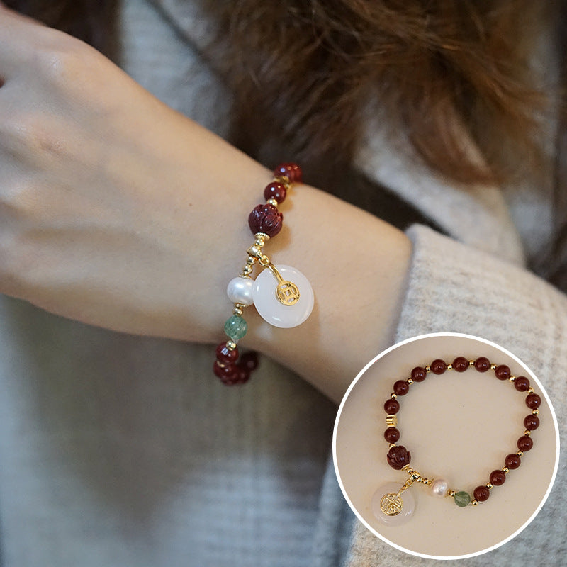 Cinnabar Life Red Blessing Vintage Chinese Bracelets