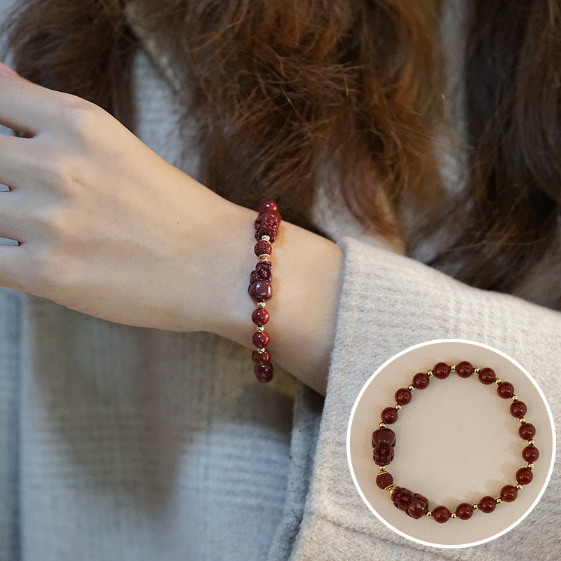 Cinnabar Life Red Blessing Vintage Chinese Bracelets