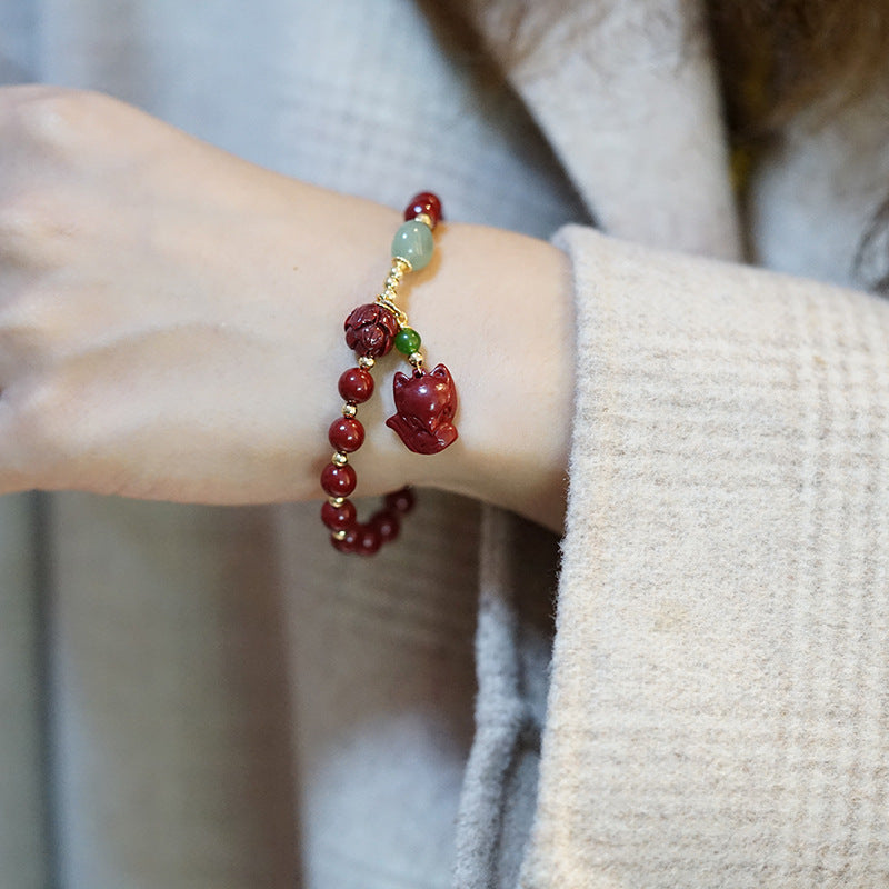Cinnabar Life Red Blessing Vintage Chinese Bracelets