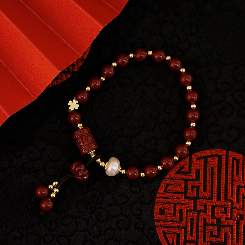 Cinnabar Life Red Blessing Vintage Chinese Bracelets