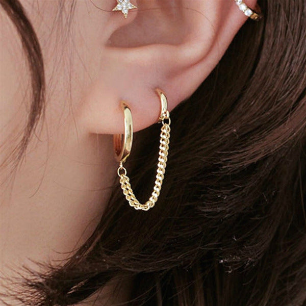 Double Ear One-piece Simple Personality Single Short Earrings
