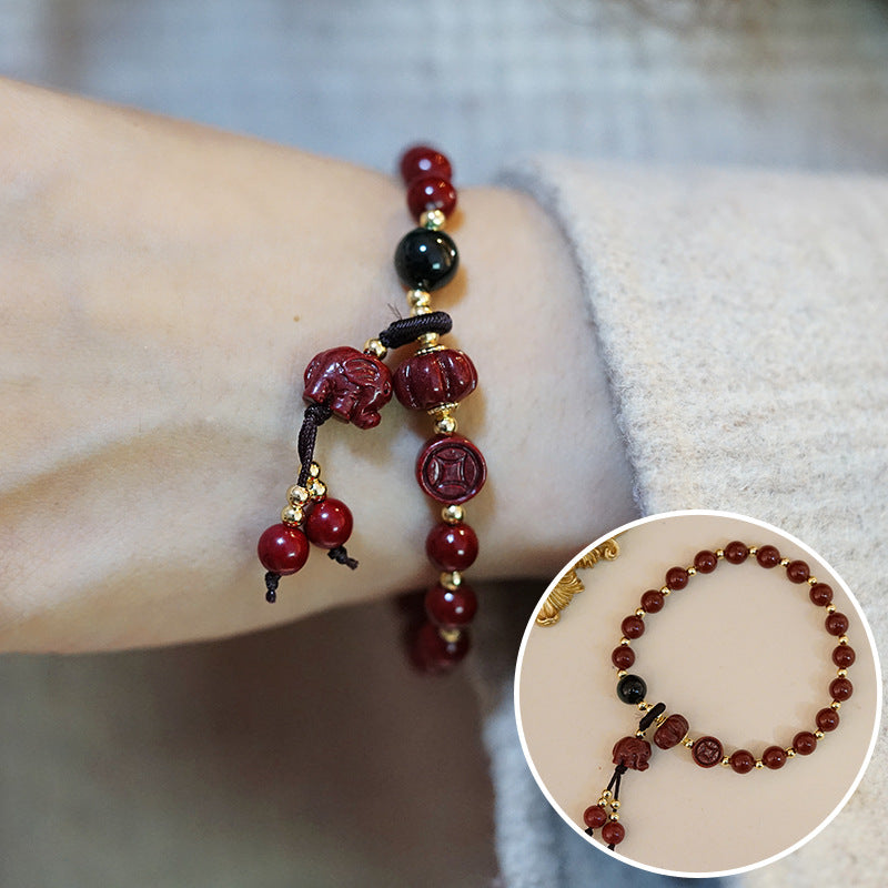 Cinnabar Life Red Blessing Vintage Chinese Bracelets