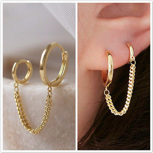 Double Ear One-piece Simple Personality Single Short Earrings