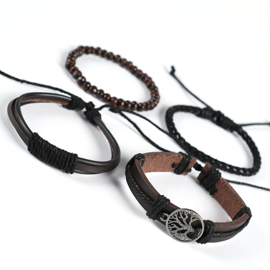 Chain Three-piece Hand-woven Retro Peace Lucky Tree Bracelets