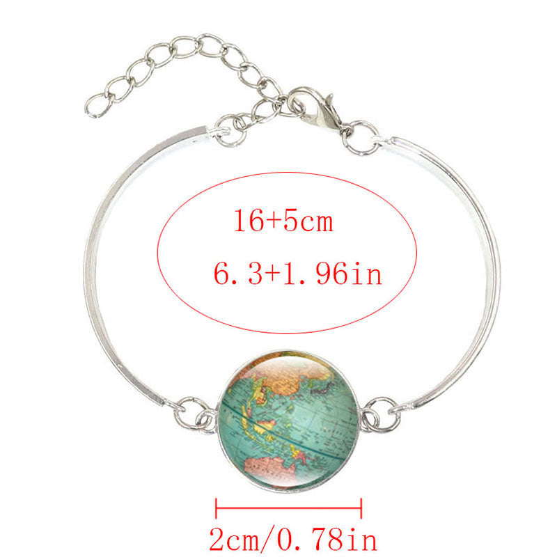 Women's World Map Simple Time Stone Suit Necklaces