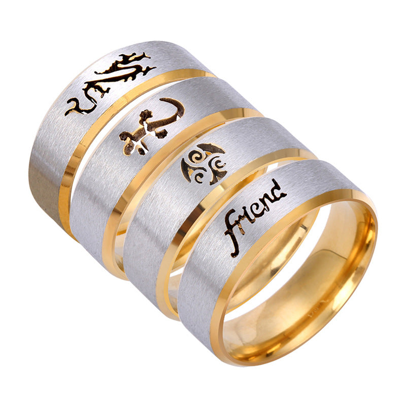 Steel Titanium Inner Arc Bevel Hollow Rings