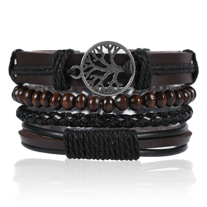 Chain Three-piece Hand-woven Retro Peace Lucky Tree Bracelets