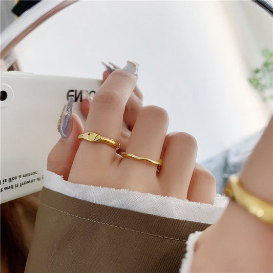 Geometric Curved Female Fashion Retro Personalized Rings