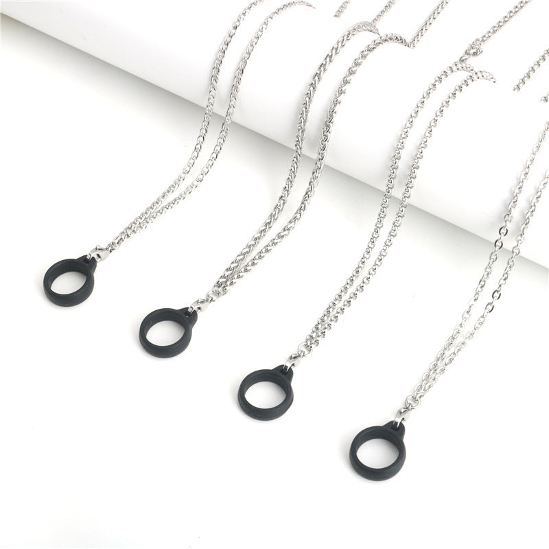 Women's & Men's Grapefruit Smoking Titanium Steel Lanyard Hang Rope Stainless Necklace