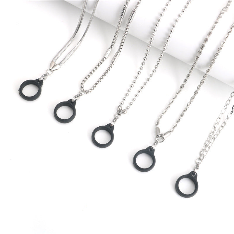 Women's & Men's Grapefruit Smoking Titanium Steel Lanyard Hang Rope Stainless Necklace