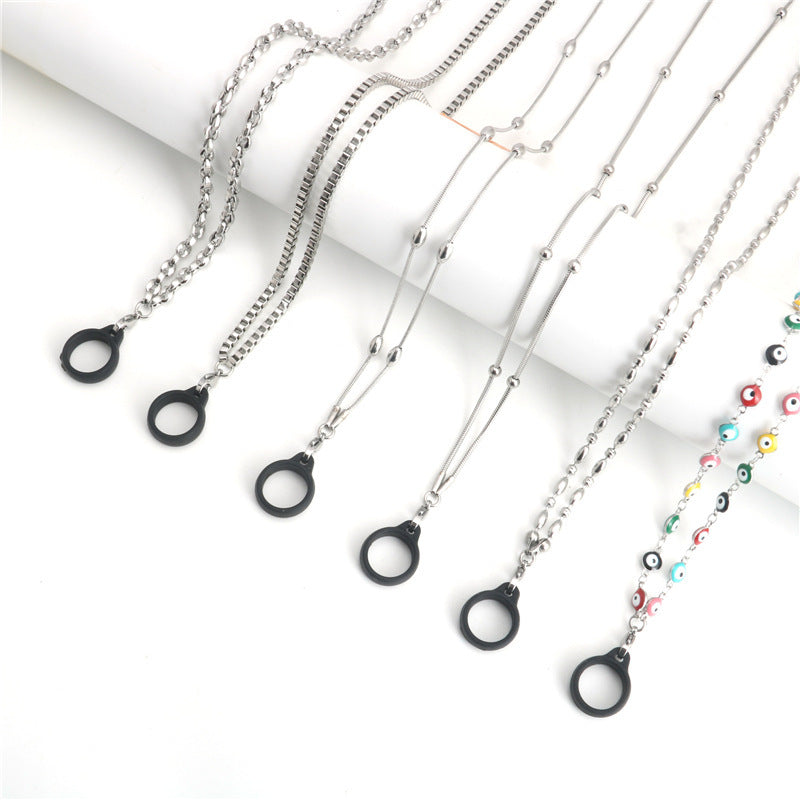 Women's & Men's Grapefruit Smoking Titanium Steel Lanyard Hang Rope Stainless Necklace