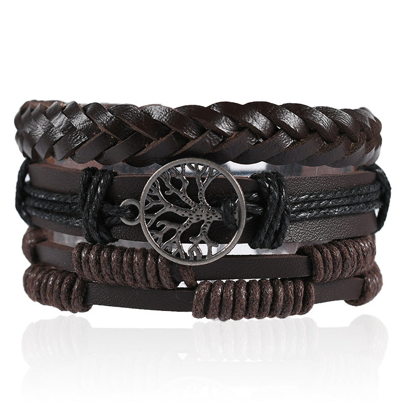 Chain Three-piece Hand-woven Retro Peace Lucky Tree Bracelets